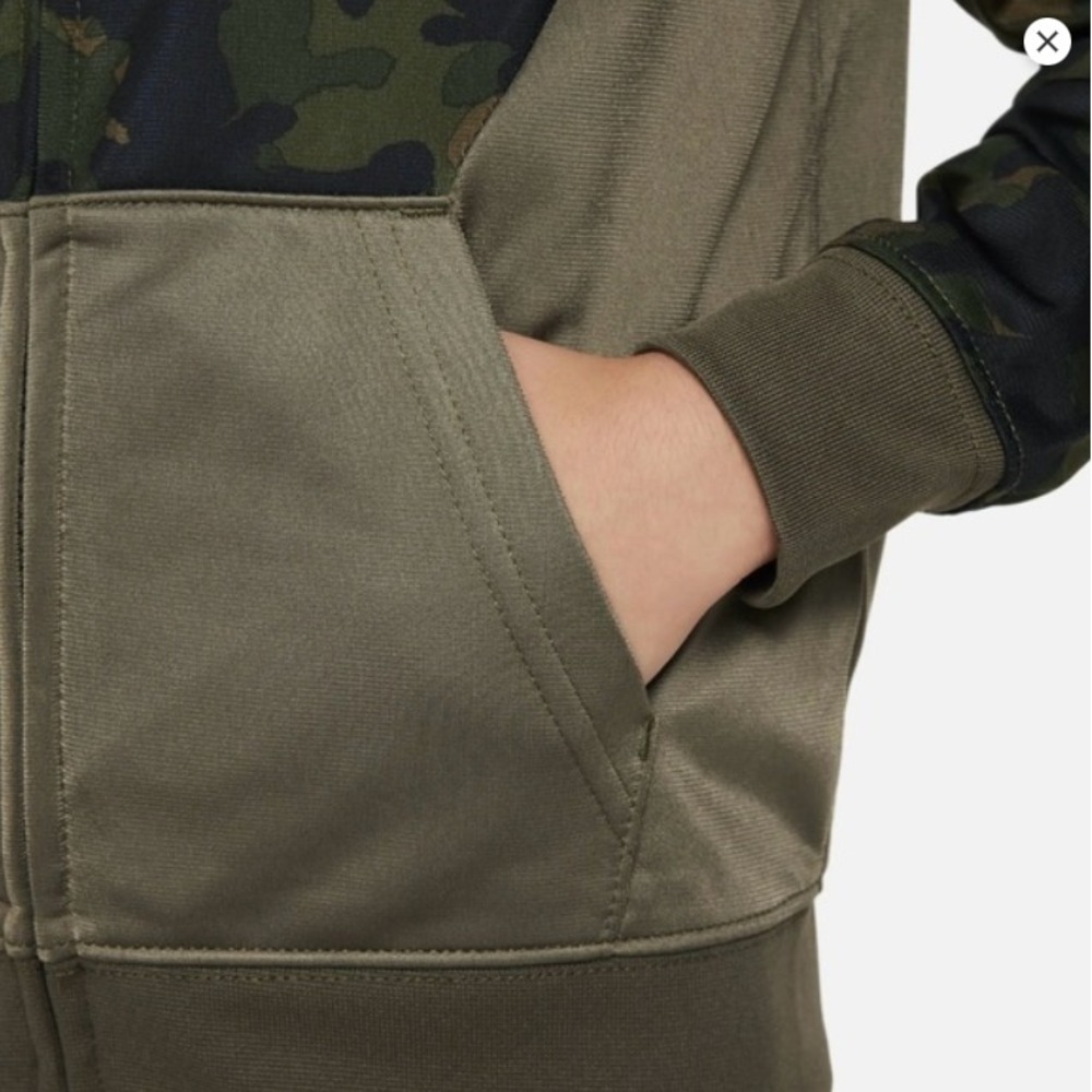 Nike Therma Dri-Fit Kids Size 6 Jacket & Pants Set Green Camo Orange 86H109-E6F - Picture 6 of 6